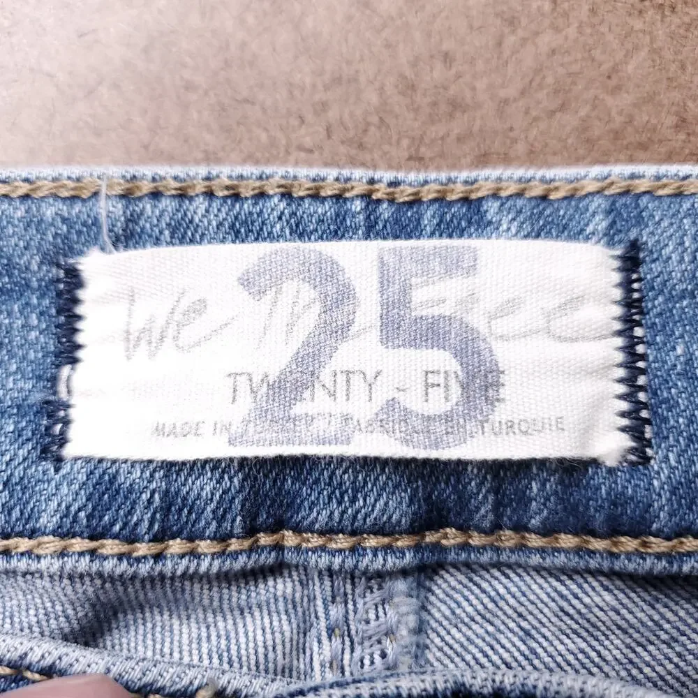 Free People Cross My Heart Jeans Women 25 Blue Slim Straight Boho Sustainable